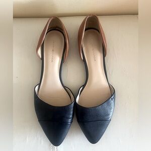 Tommy Hilfiger D'Orsay Flats Tan and Navy Blue Sz 8.5M